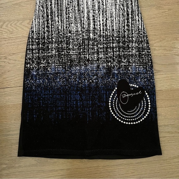Desigual Women's Black Blue Heart Print Short Sleeve Sheath Dress Size small - Picture 3 of 9